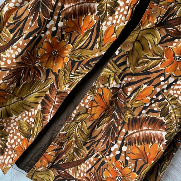 Laura Ashley Floral Blazer Jacket Earthtone Button Up Long Sleeve Size M - Picture 14 of 16